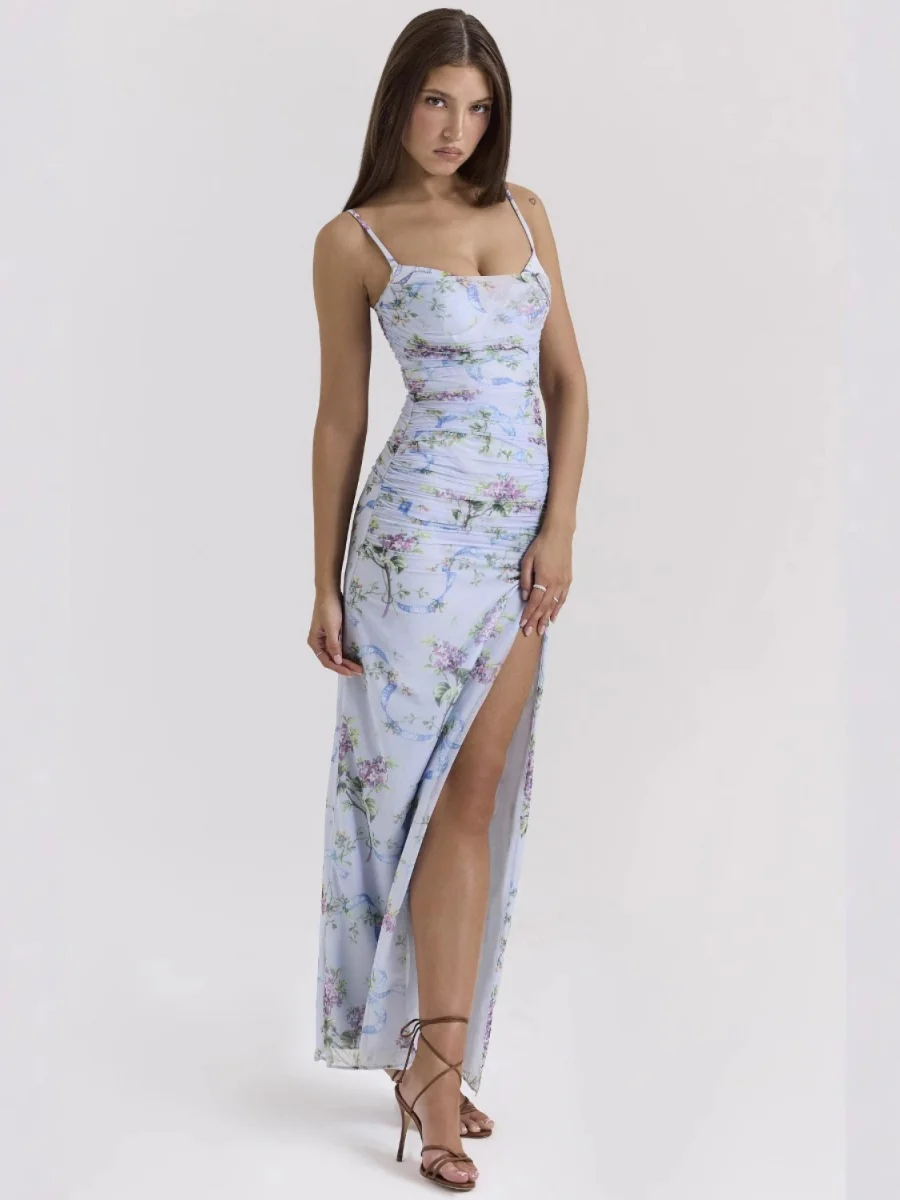 Floral Camisoles Slit Sexy Parties Midi Dresses - Image 2