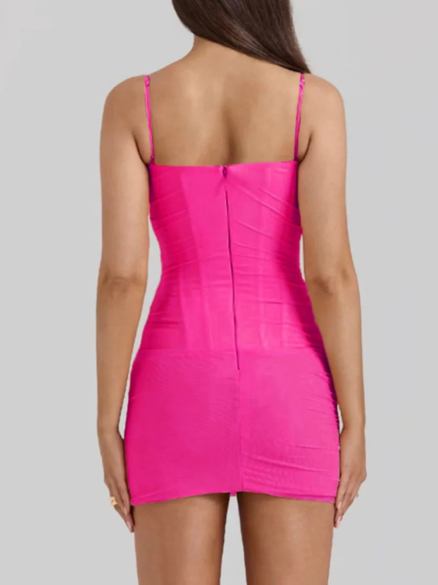 Mesh Camisoles Stacked Collar Lace Trim Hip-hugging Mini&Short Dresses - Image 5