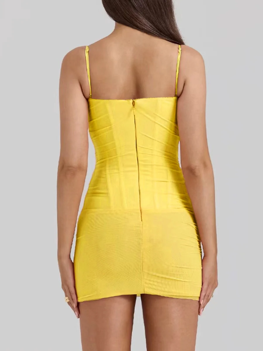 Mesh Camisoles Stacked Collar Lace Trim Hip-hugging Mini&Short Dresses - Image 9