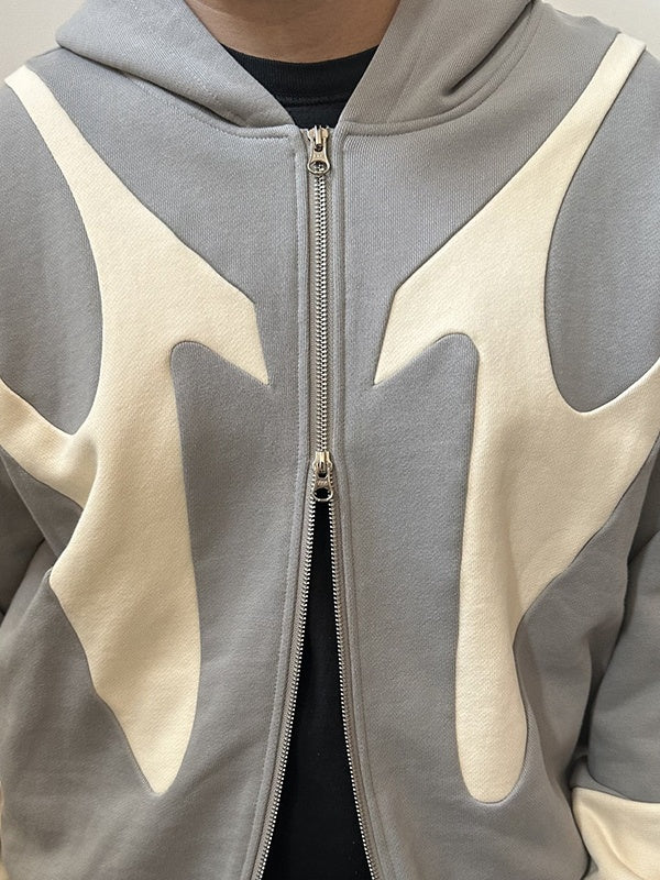 Patchwork ColorBlock Hoodie Jackets - Image 3