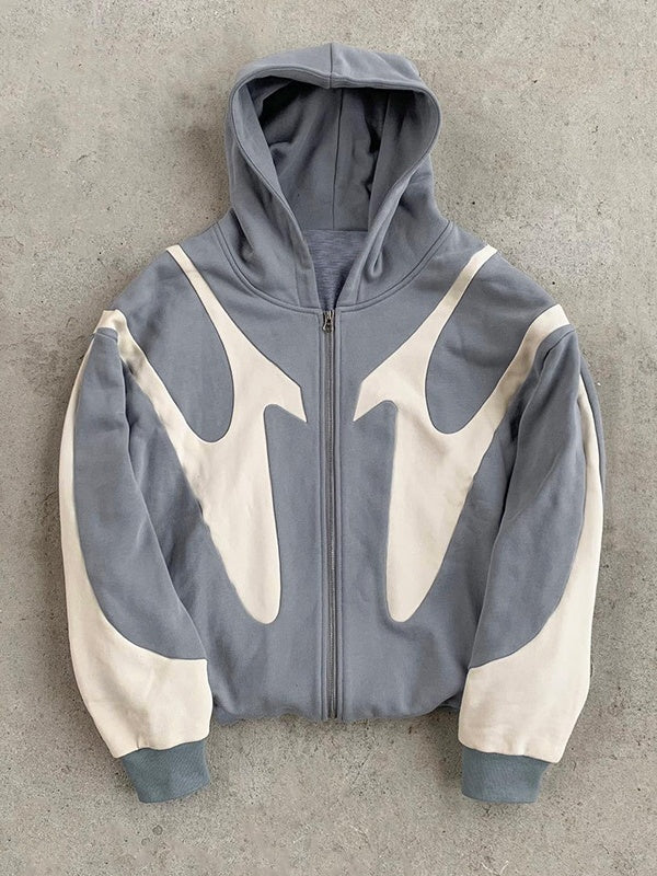 Patchwork ColorBlock Hoodie Jackets - Image 4
