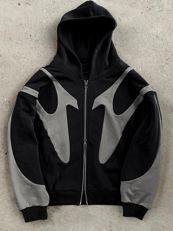 Patchwork ColorBlock Hoodie Jackets - Image 8