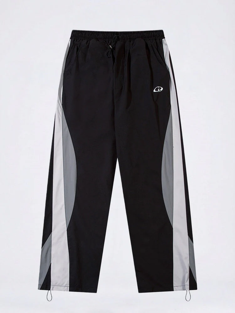 Color-Block Patch-Pocket Elastic-Waist Loose Cargo Pants