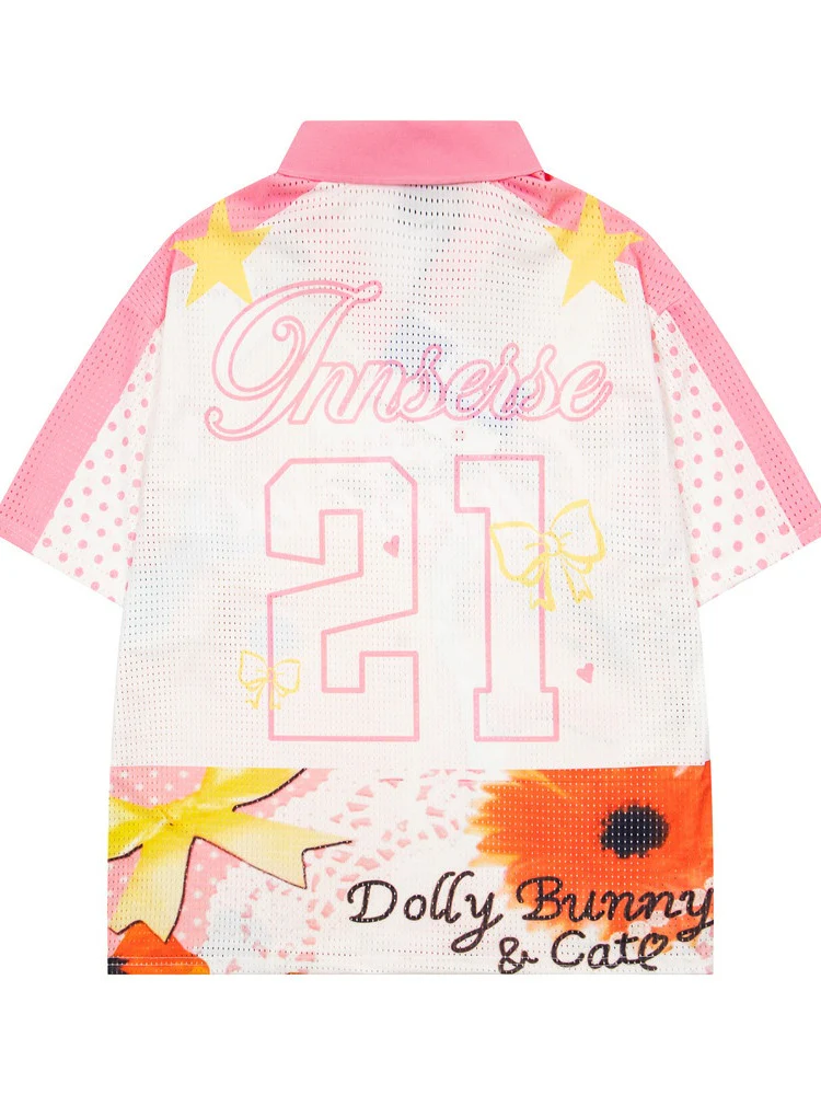 Cartoon Printed Loose-fit Mesh Breathable Quick-drying T-shirts - Image 3