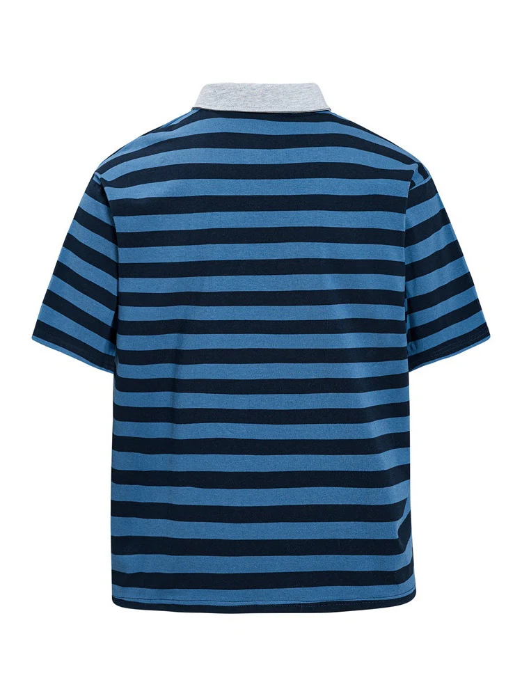 Loose-fit Leisure Letter Printed Color-blocked Polo Shirts - Image 3
