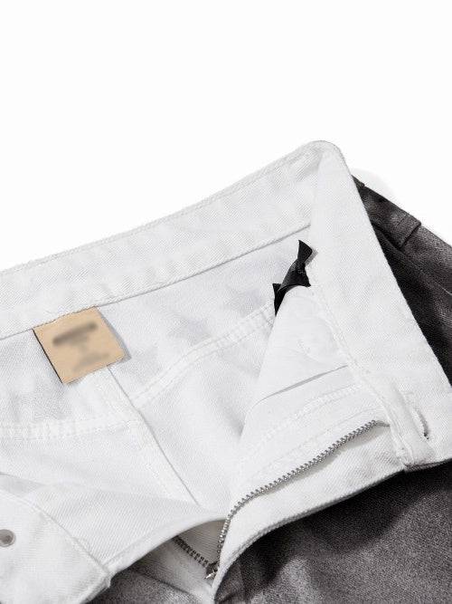 Post-apocalyptic Heavy Industry Distressed Wide-leg Punk Letter Printed Straight-fit Cargo Trousers - Image 4