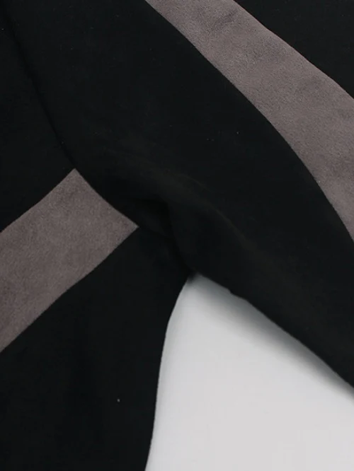 Suede Locomotive Machete Patchwork Embroidery T-shirt - Image 5