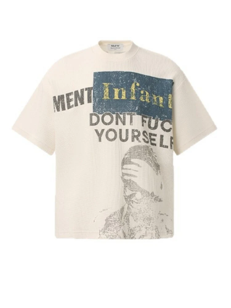 Retro Slogan Portrait Printed T-shirts - Image 2