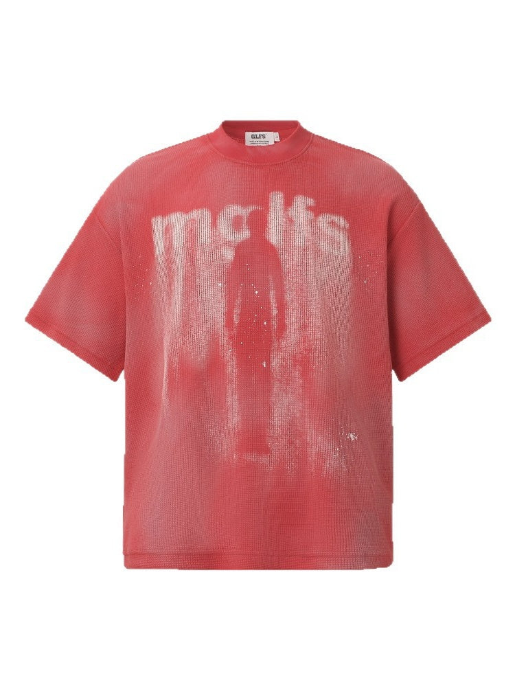 Retro Washed Illusory Silhouette BF Loose-fit T-shirt - Image 2