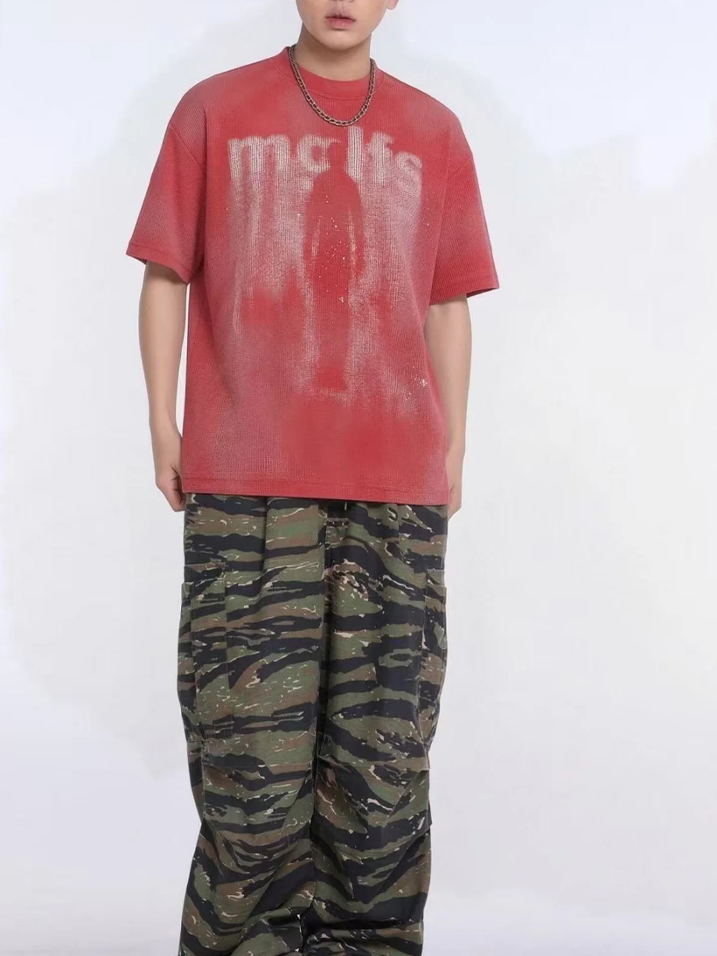 Retro Washed Illusory Silhouette BF Loose-fit T-shirt - Image 3