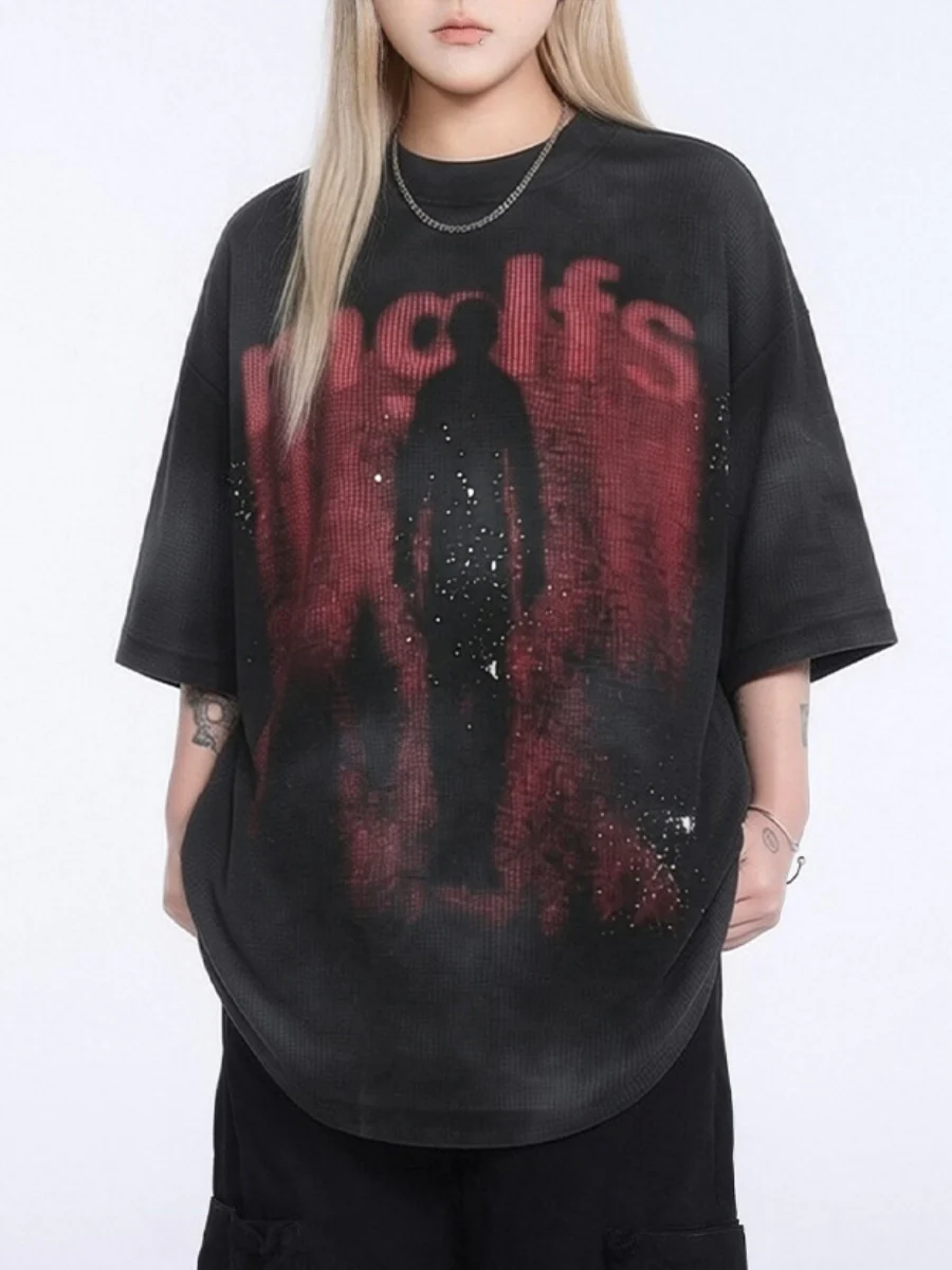 Retro Washed Illusory Silhouette BF Loose-fit T-shirt - Image 4