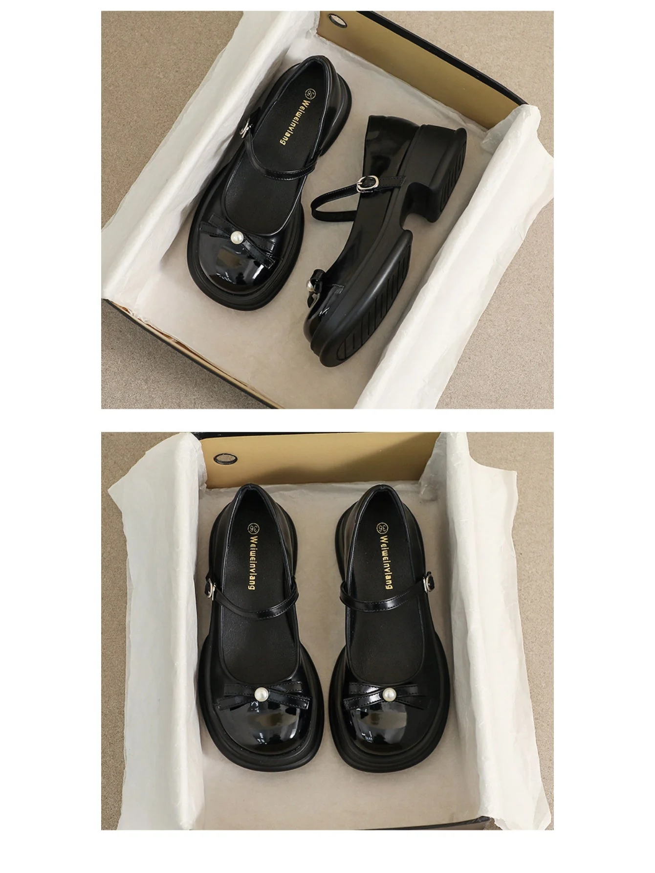 Liber Spring and Autumn Platform Bowknot Women's Mary Jane Shoes - Image 12