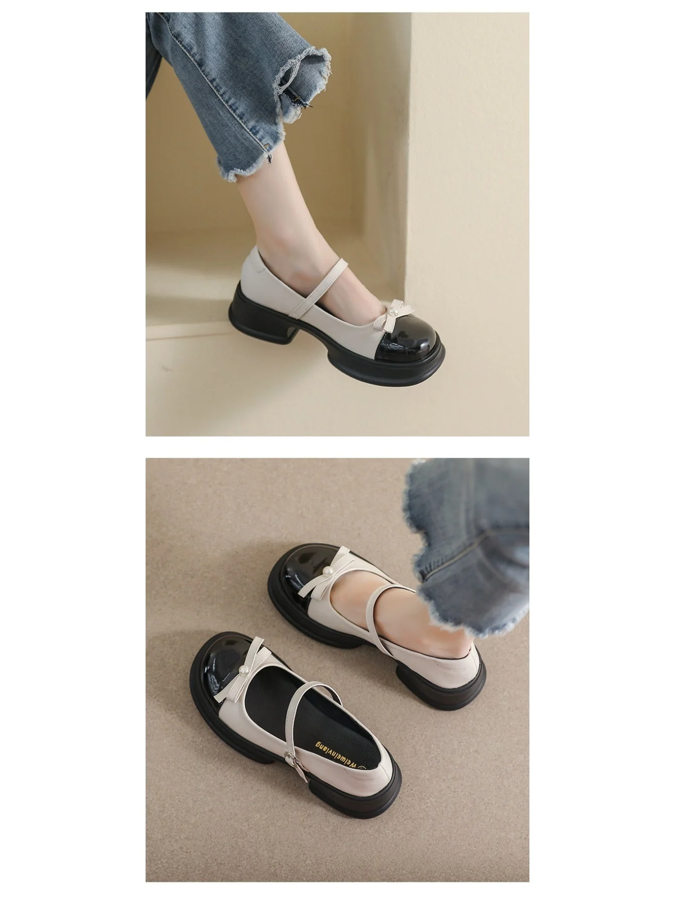Liber Spring and Autumn Platform Bowknot Women's Mary Jane Shoes - Image 6