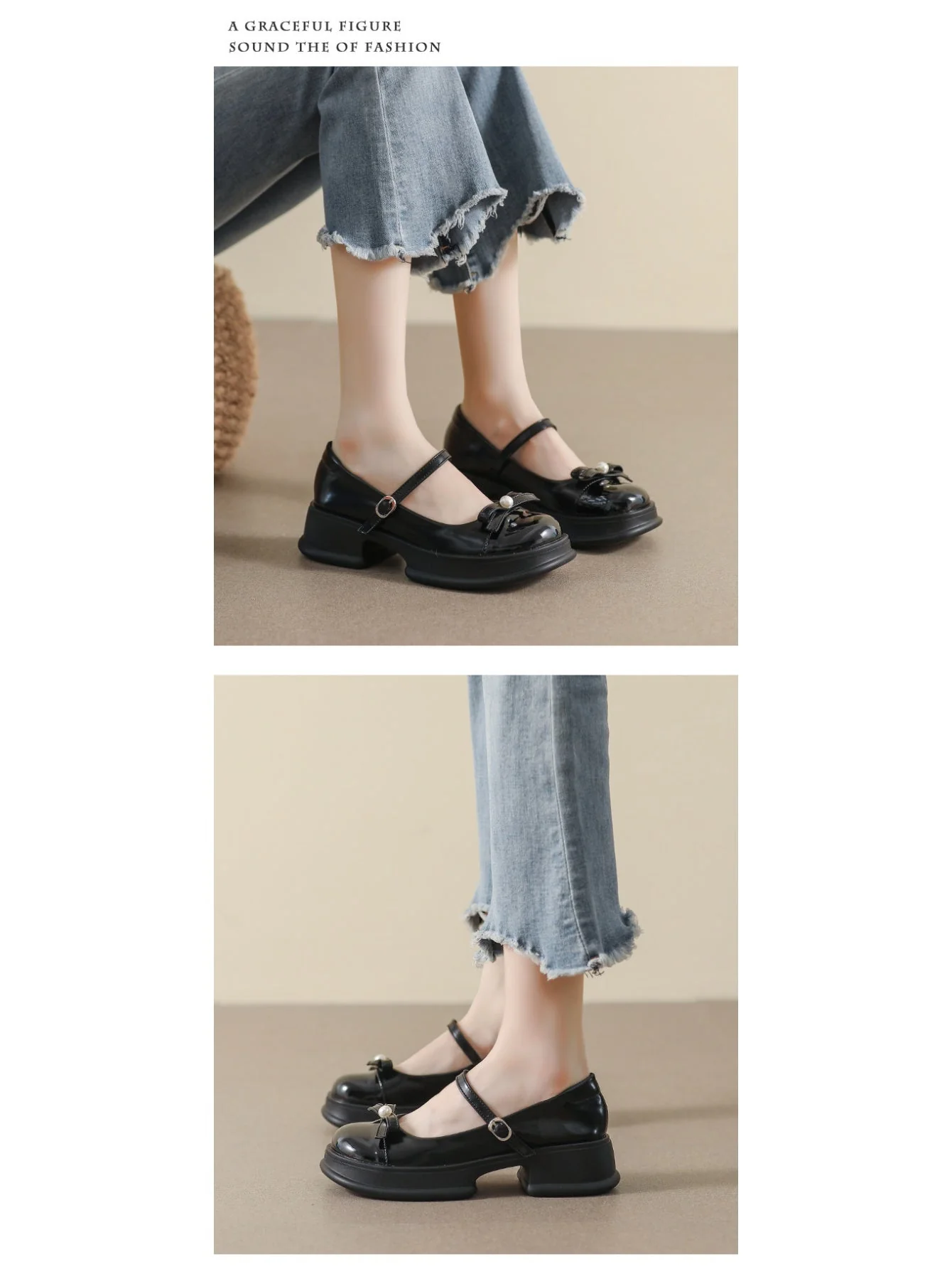 Liber Spring and Autumn Platform Bowknot Women's Mary Jane Shoes - Image 7
