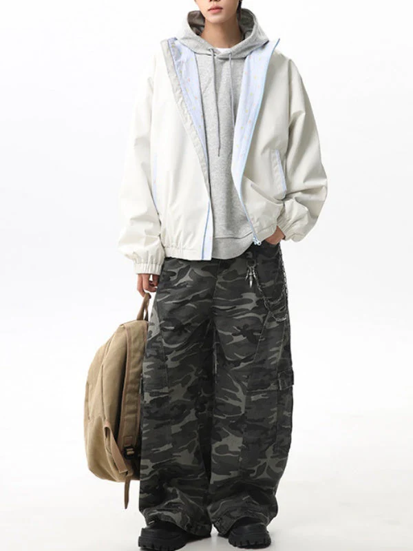 Work Clothes Loose-fit Color-blocked Jackets - Image 4