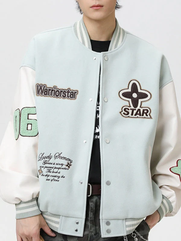 Preppy Color-Block Baseball Jacket - Image 6