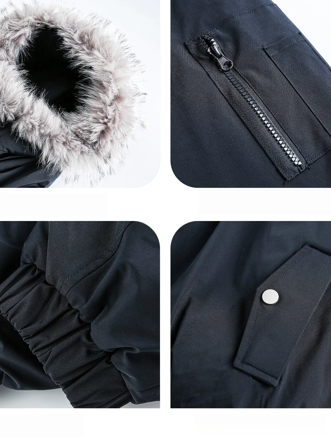 Outdoor Water-repellent Keep Warm Removable Fur Collar Thickening Hooded Parker - Image 2