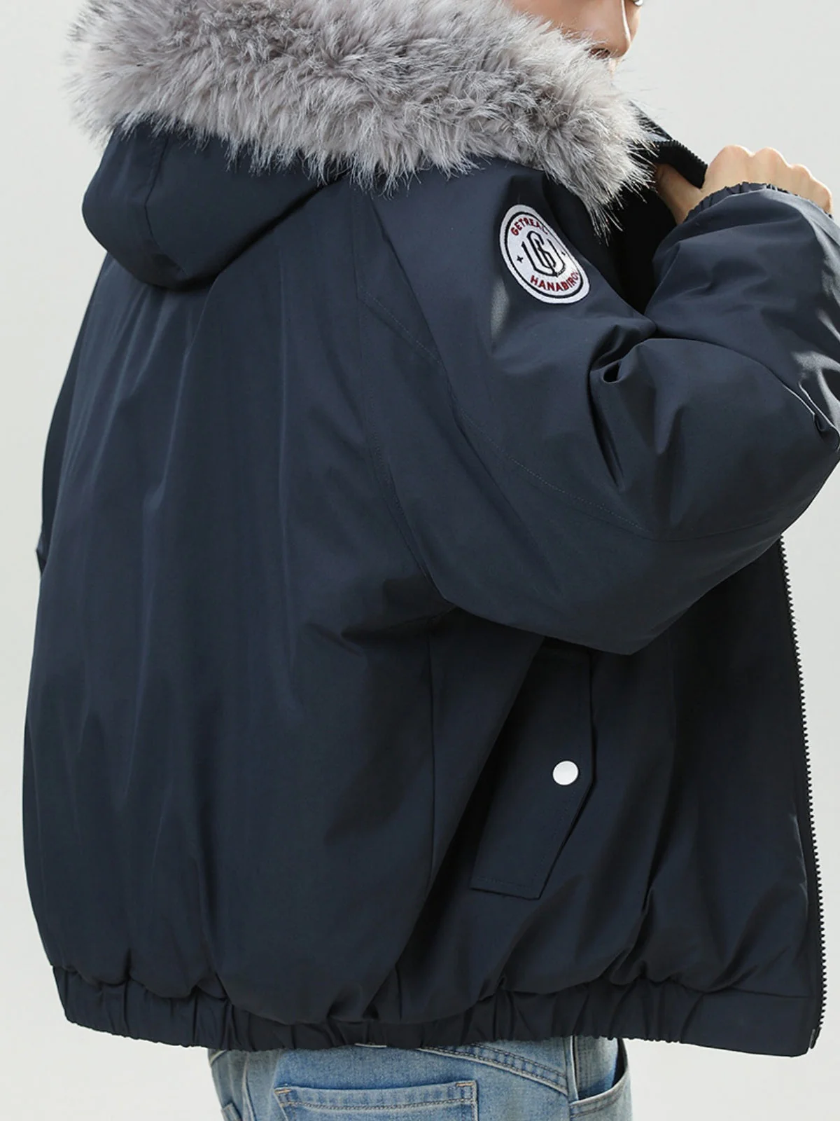 Outdoor Water-repellent Keep Warm Removable Fur Collar Thickening Hooded Parker - Image 7