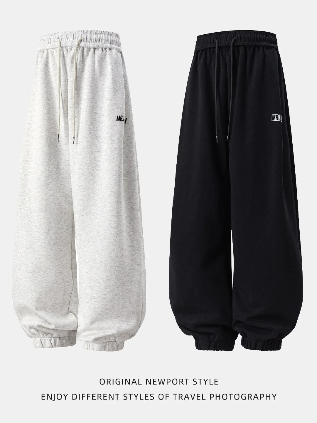 Letter Print Sports And Leisure Three-dimensional Pleating Cuffed Sweatpants - Image 5