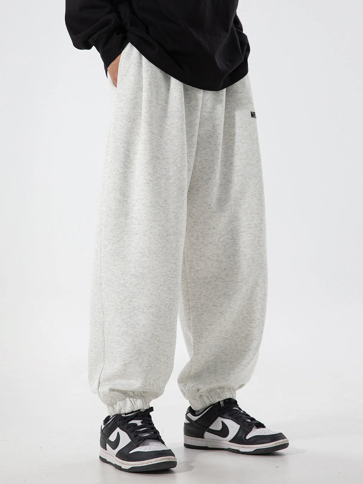 Letter Print Sports And Leisure Three-dimensional Pleating Cuffed Sweatpants - Image 6