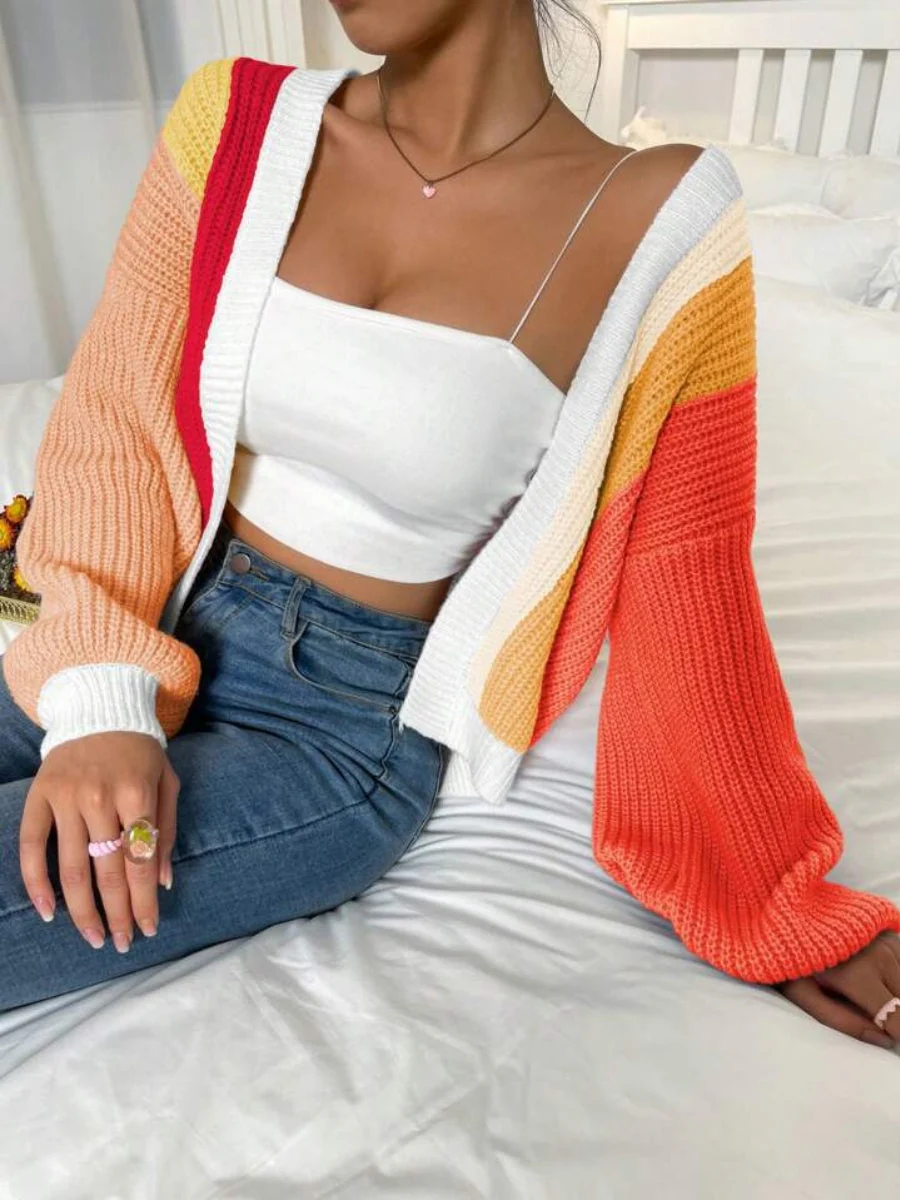 Color Color block matching Cardigans - Image 15