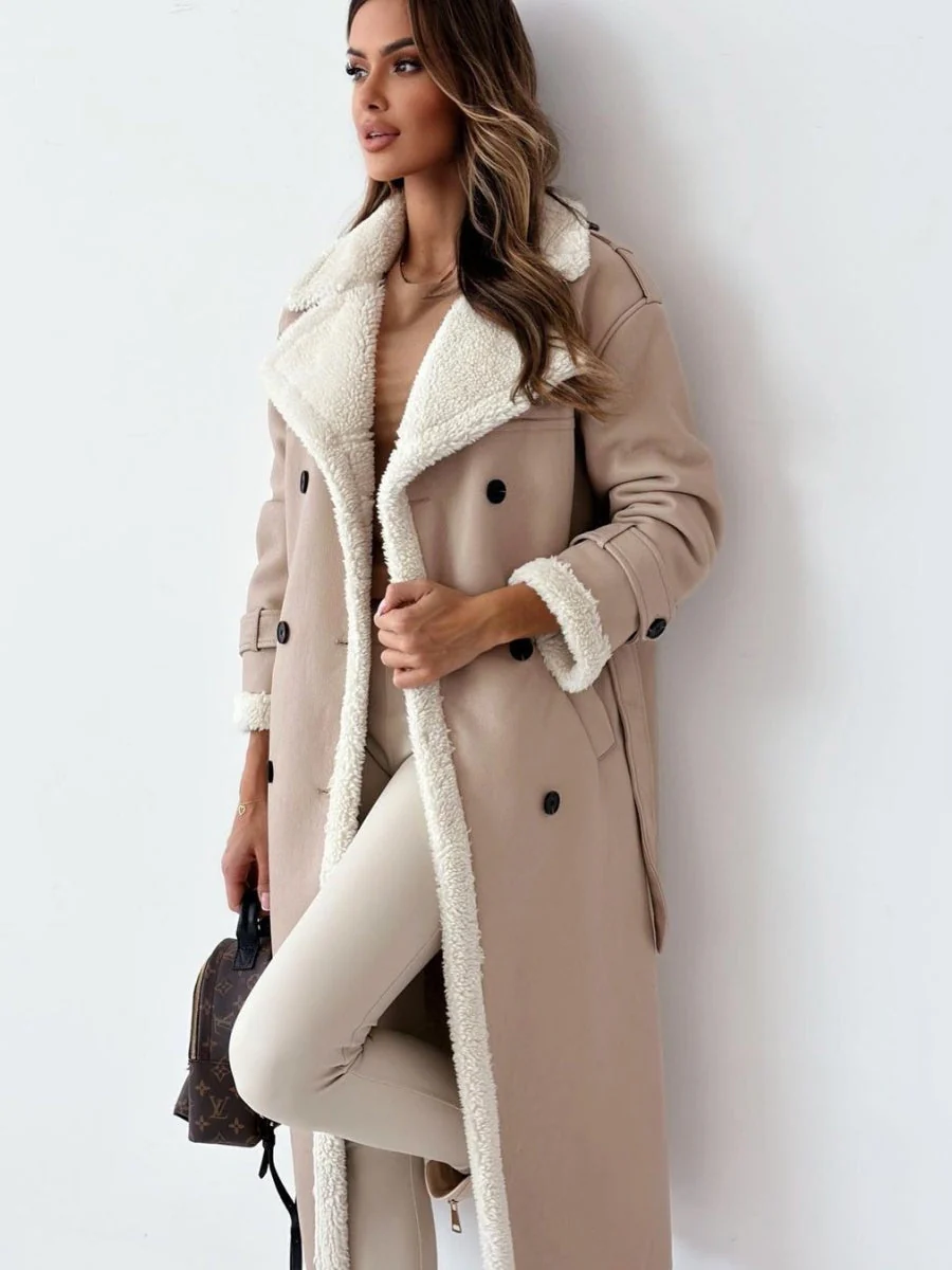 Reversible Stand-up Collar Leather Cotton Coat - Image 5