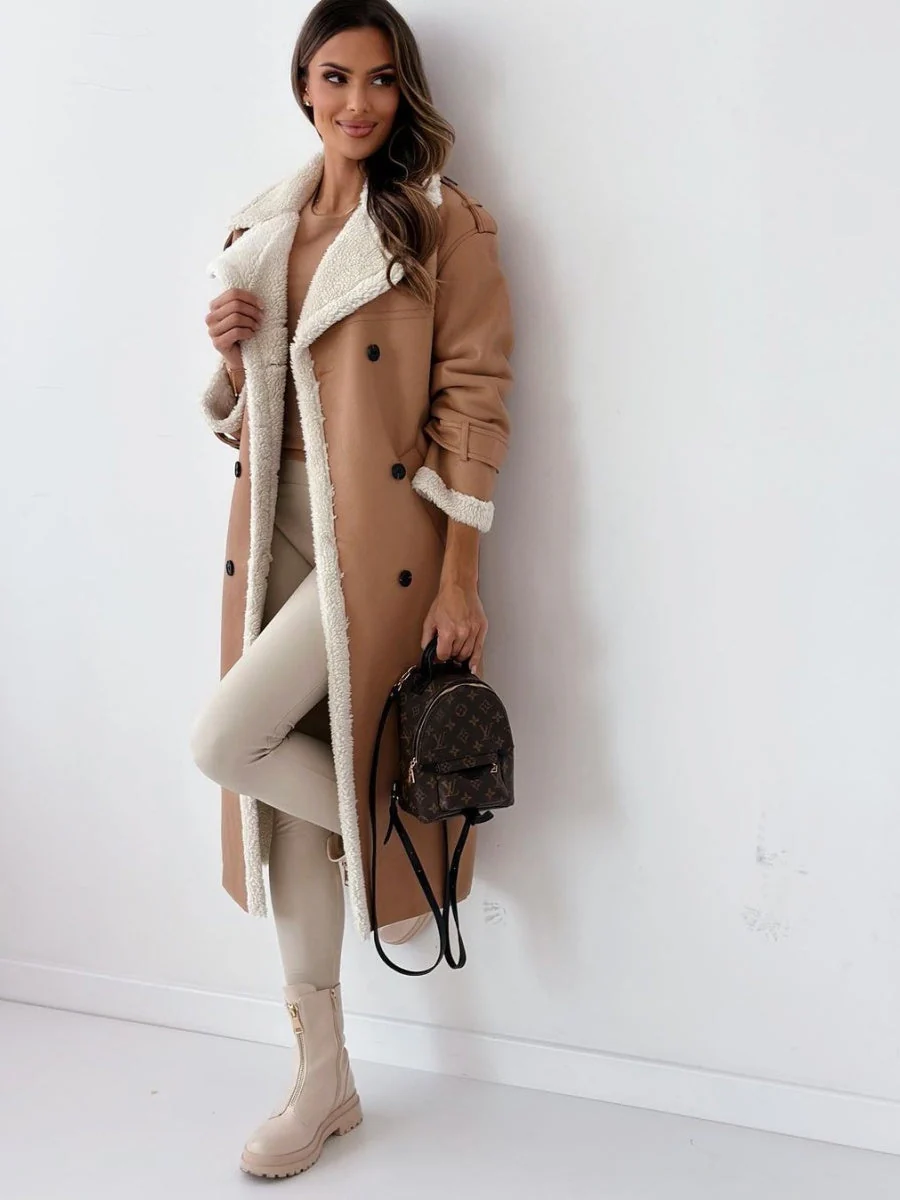 Reversible Stand-up Collar Leather Cotton Coat - Image 9