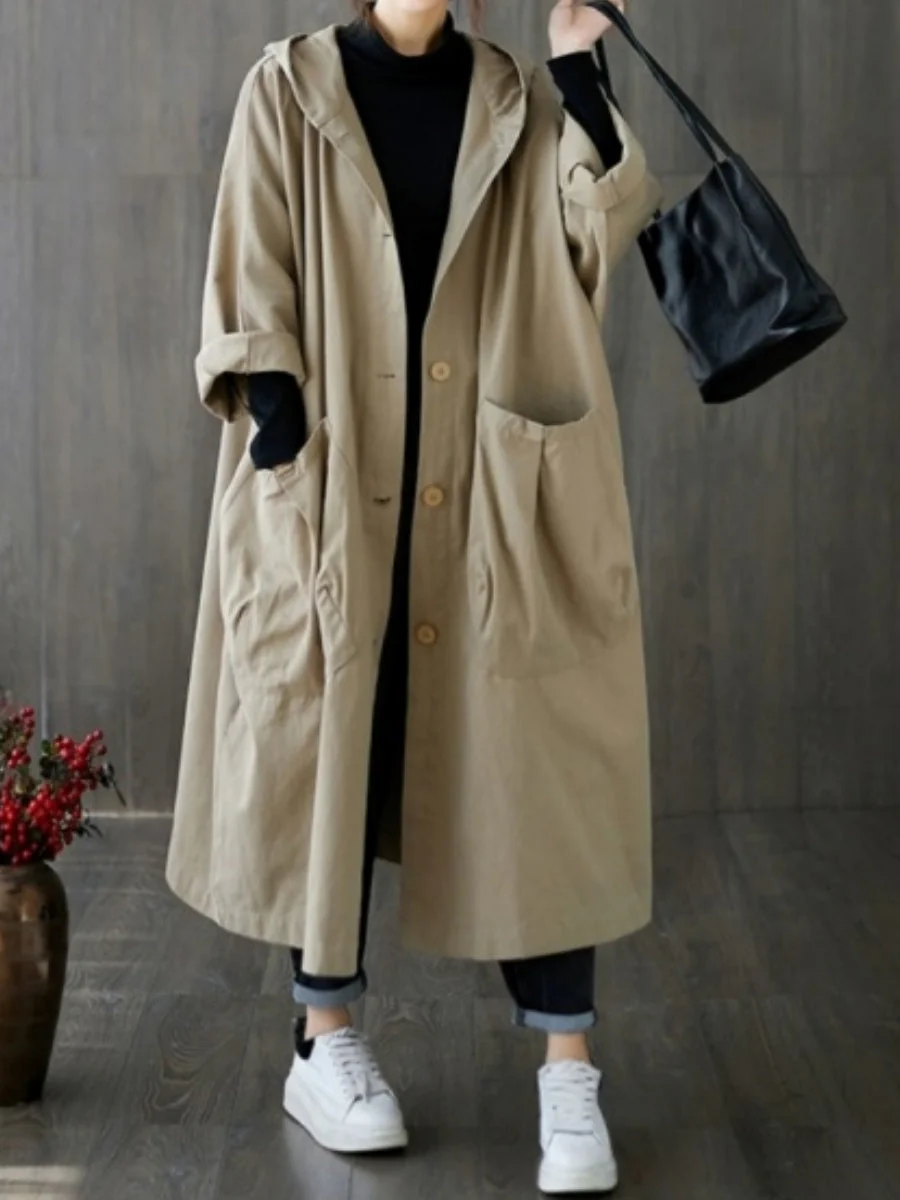 Oversized Hooded Trench Coat - Image 5