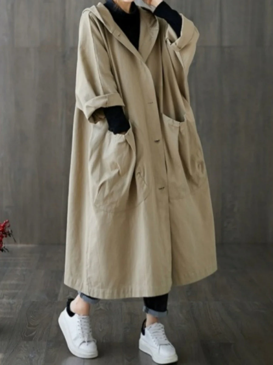 Oversized Hooded Trench Coat - Image 7