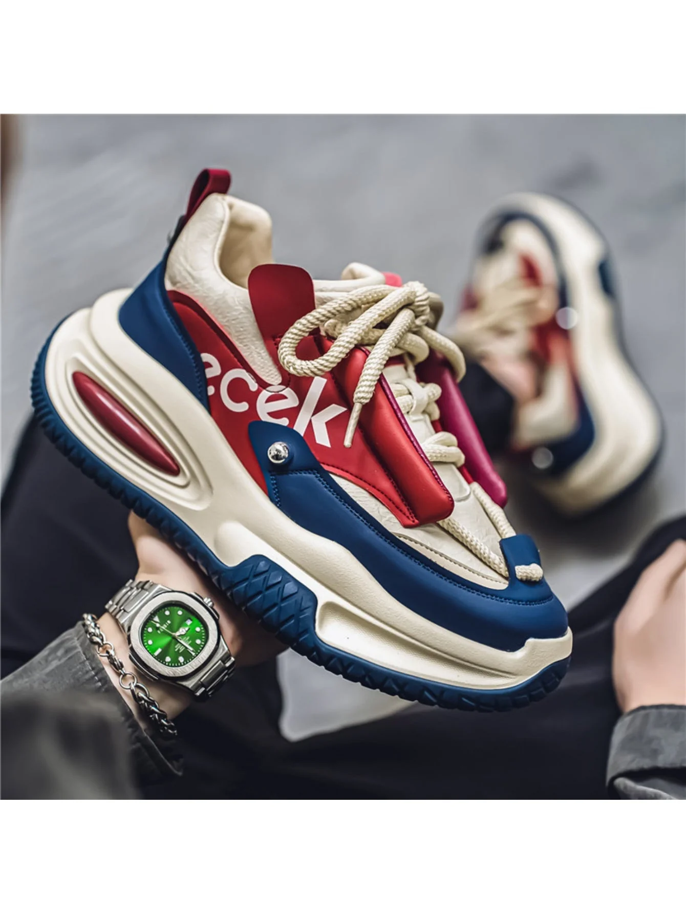 Liber Four Seasons Thick-soled Colorblock Men's Casual Sports Shoes - Image 5