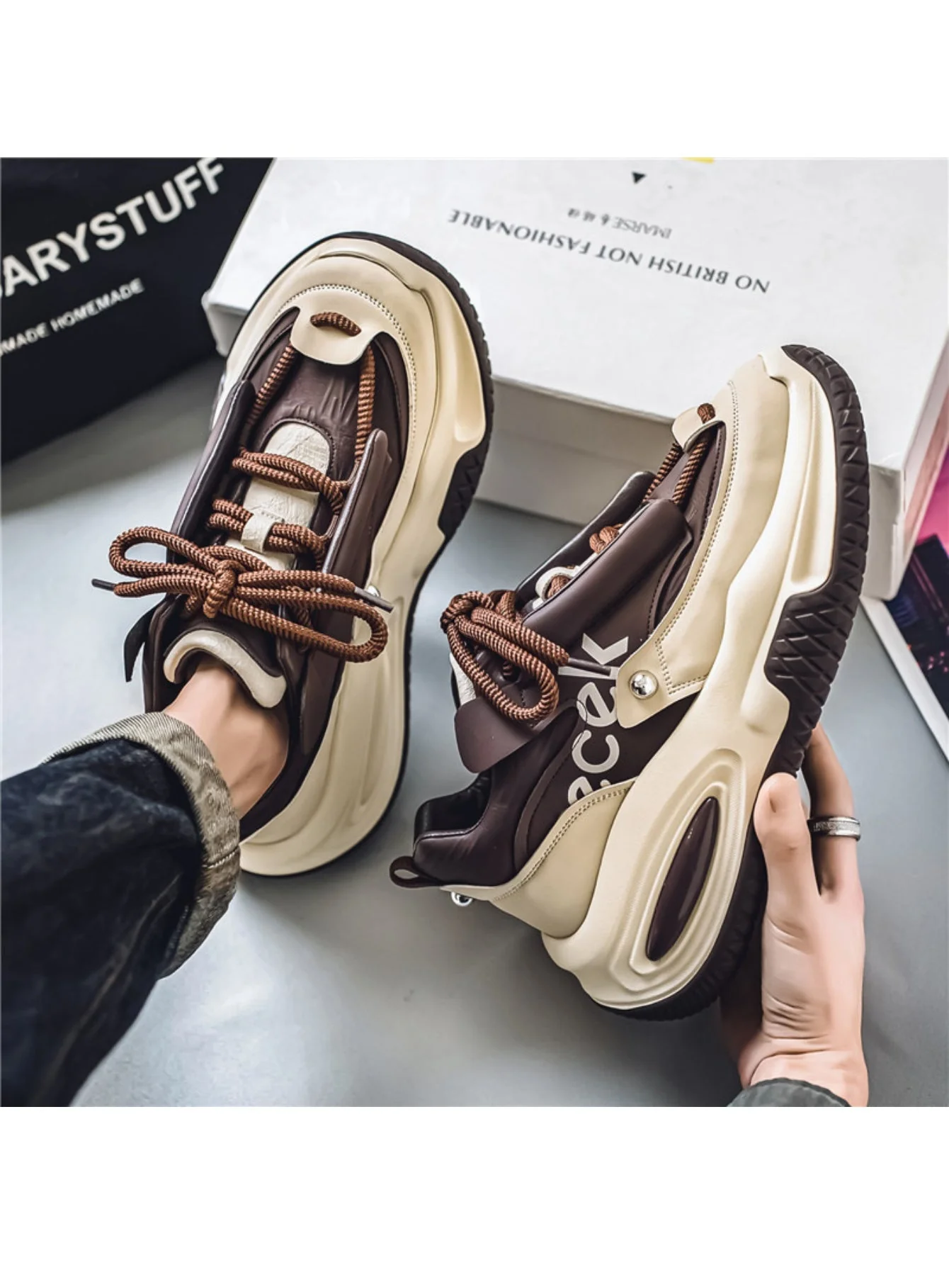 Liber Four Seasons Thick-soled Colorblock Men's Casual Sports Shoes - Image 7