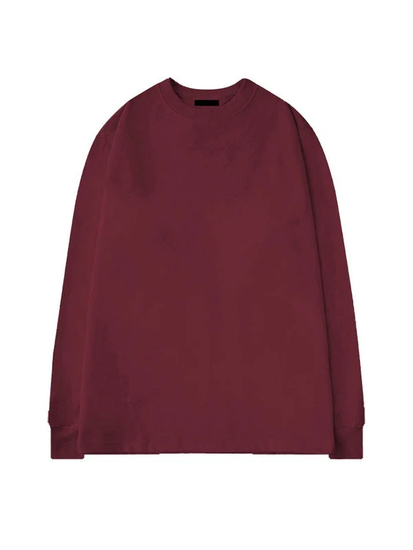 Crew Neck Inner Wear Loose Solid Color Long-sleeved T-shirt - Image 11