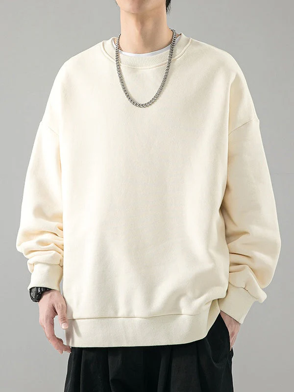 All-match Crew Neck Loose Solid Color Hood Sweatshirts&Hoodies - Image 7