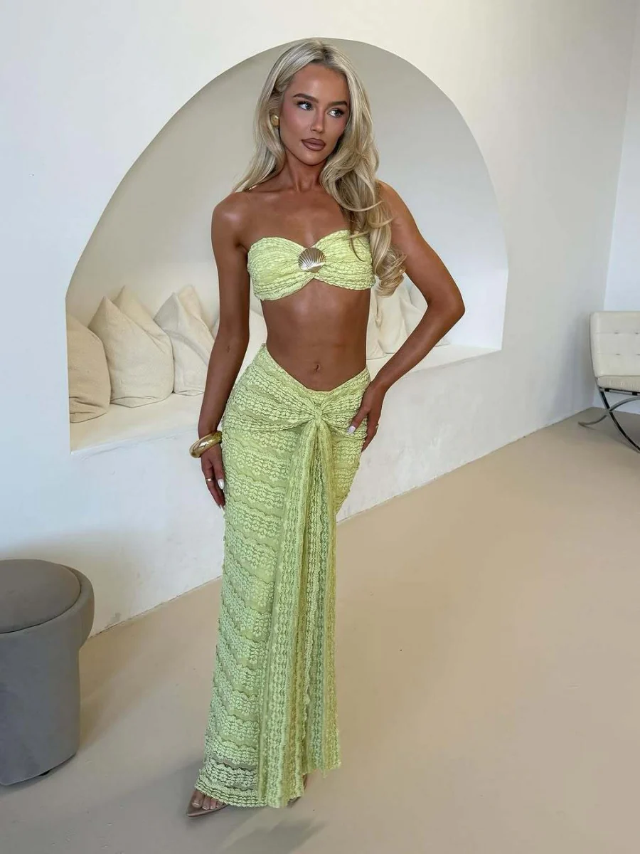 Lace Jacquard Two-piece Swimsuit Set For Vacation And Beach Leisure - Image 5