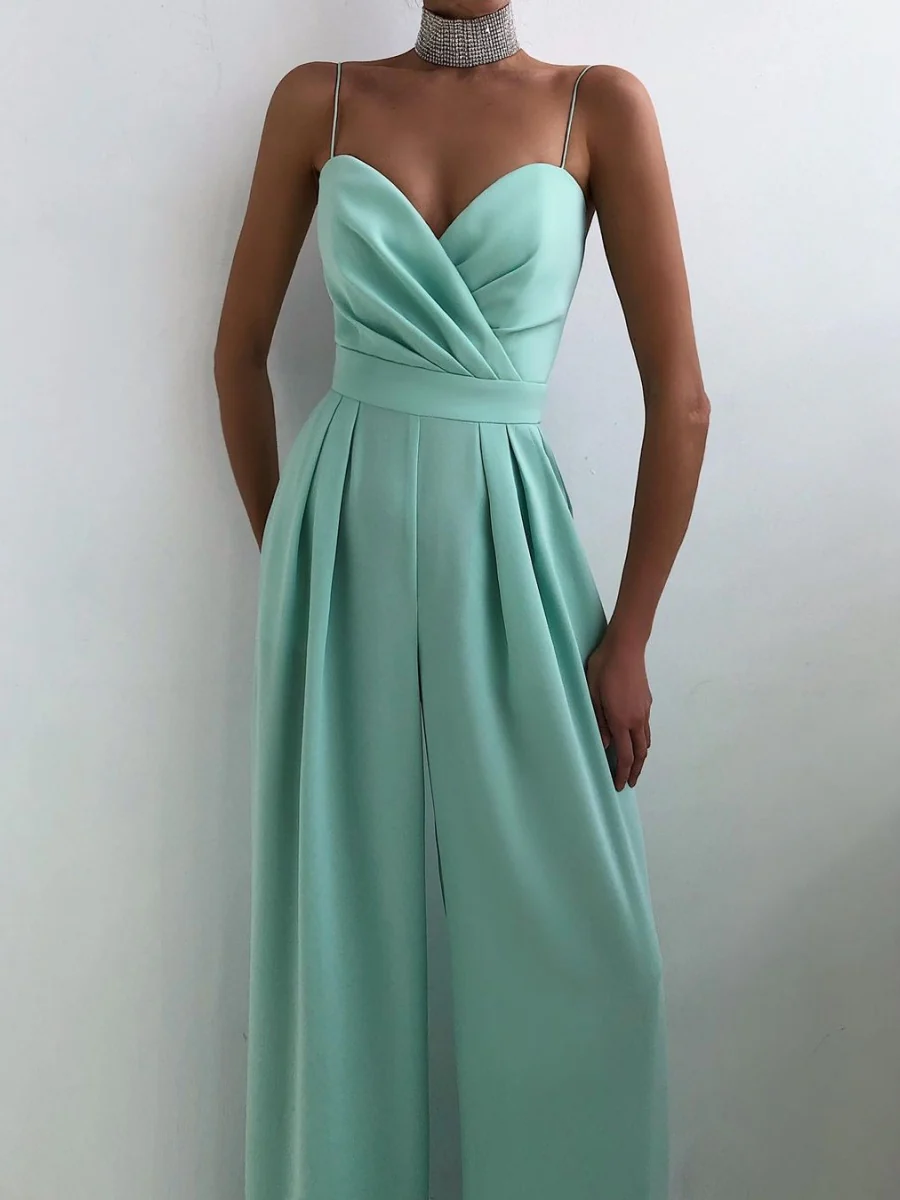 Minimalist Jumpsuit With Suspenders, Cinched Waist, Straight Leg, And Floor-length - Image 5