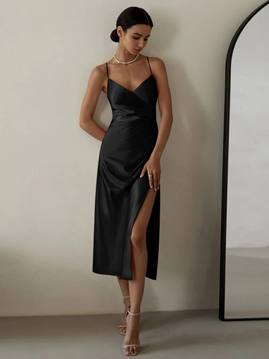 Sexy Backless Slit Halter Midi Dress - Image 11