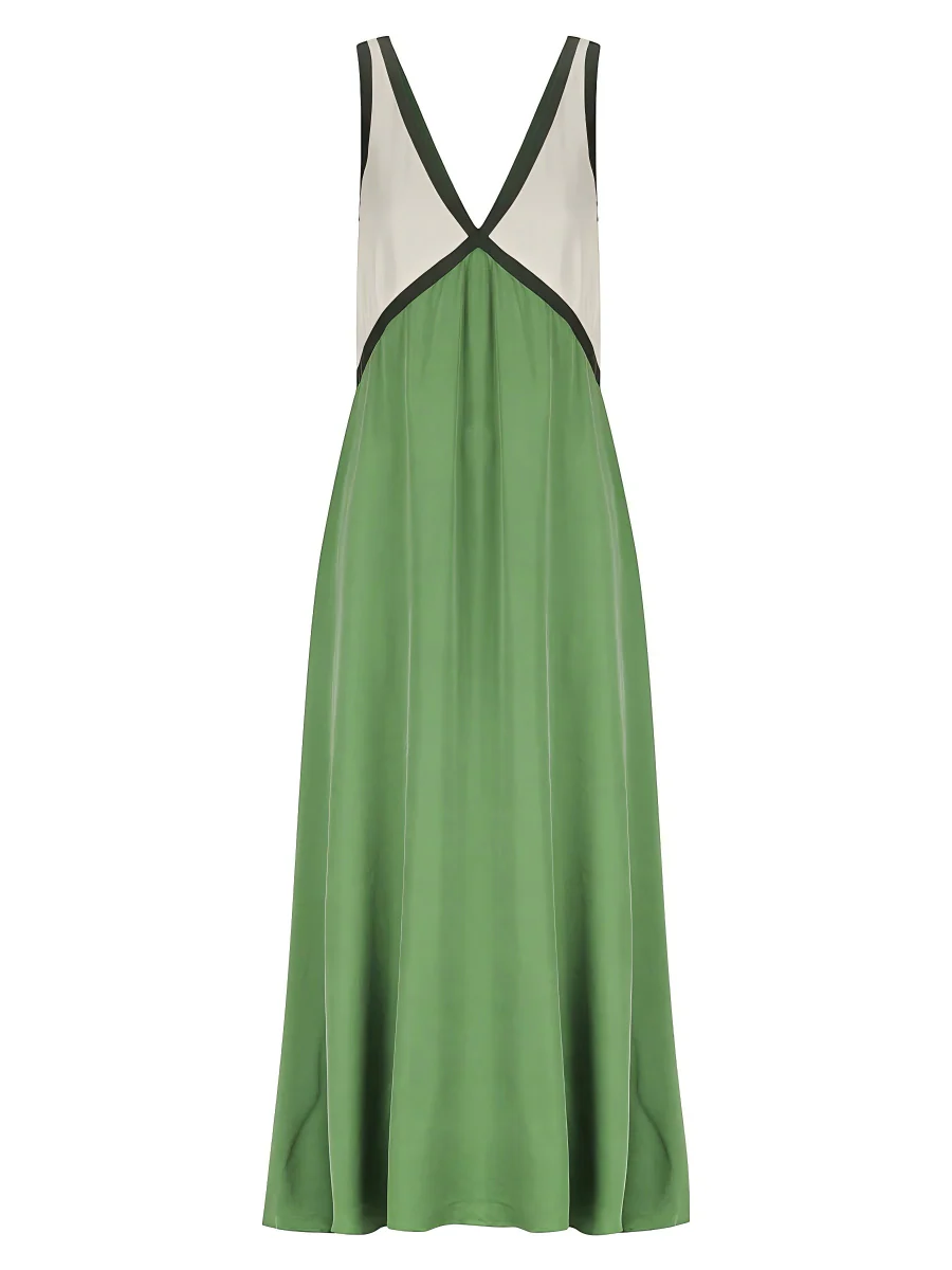 V-neck Sleeveless Color-blocked Maxi Dress - Image 15