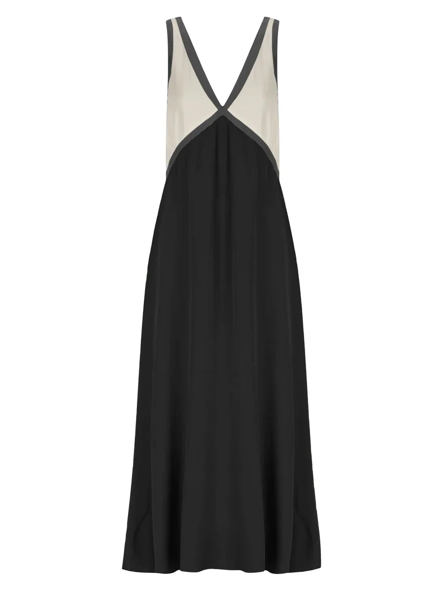 V-neck Sleeveless Color-blocked Maxi Dress - Image 24