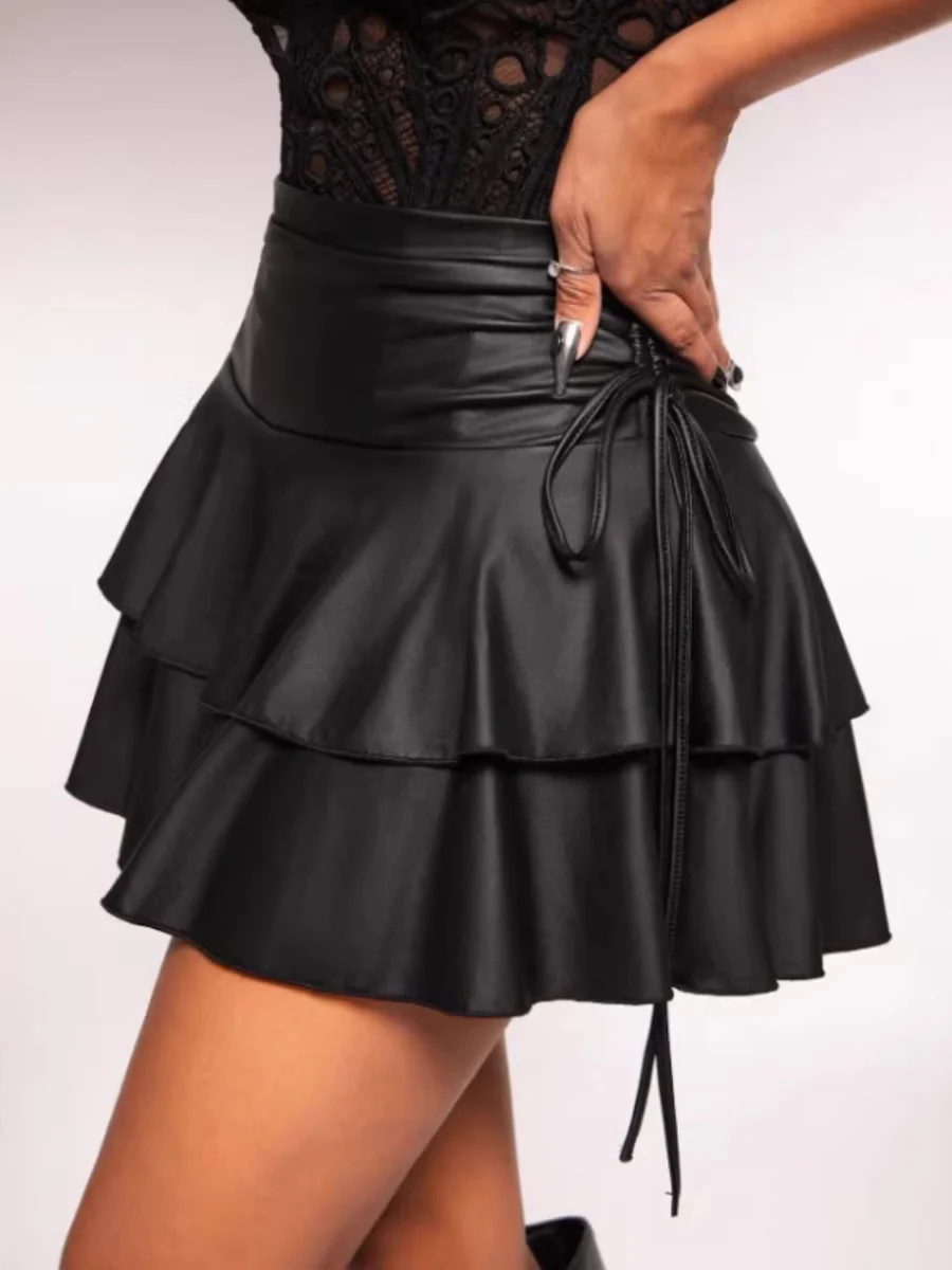 Sexy Ruffle Double Layer Side Straps Tutu Skirts - Image 2