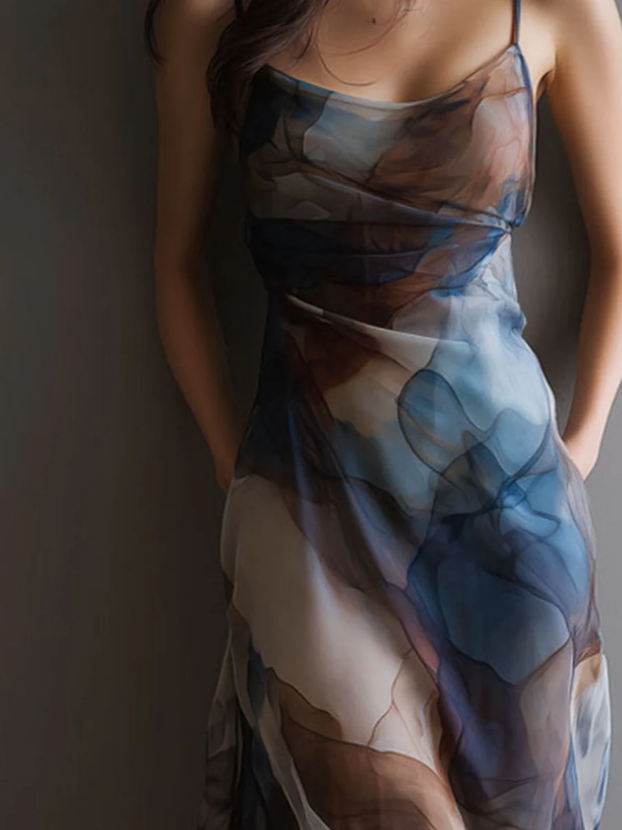 Chiffon Printed Blending Temperament Maxi Dresses - Image 3