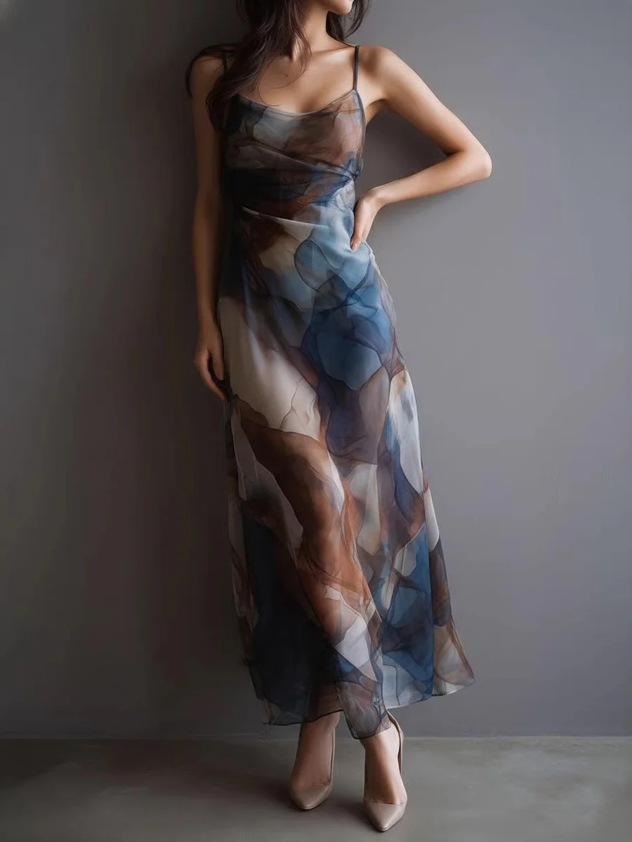 Chiffon Printed Blending Temperament Maxi Dresses - Image 5