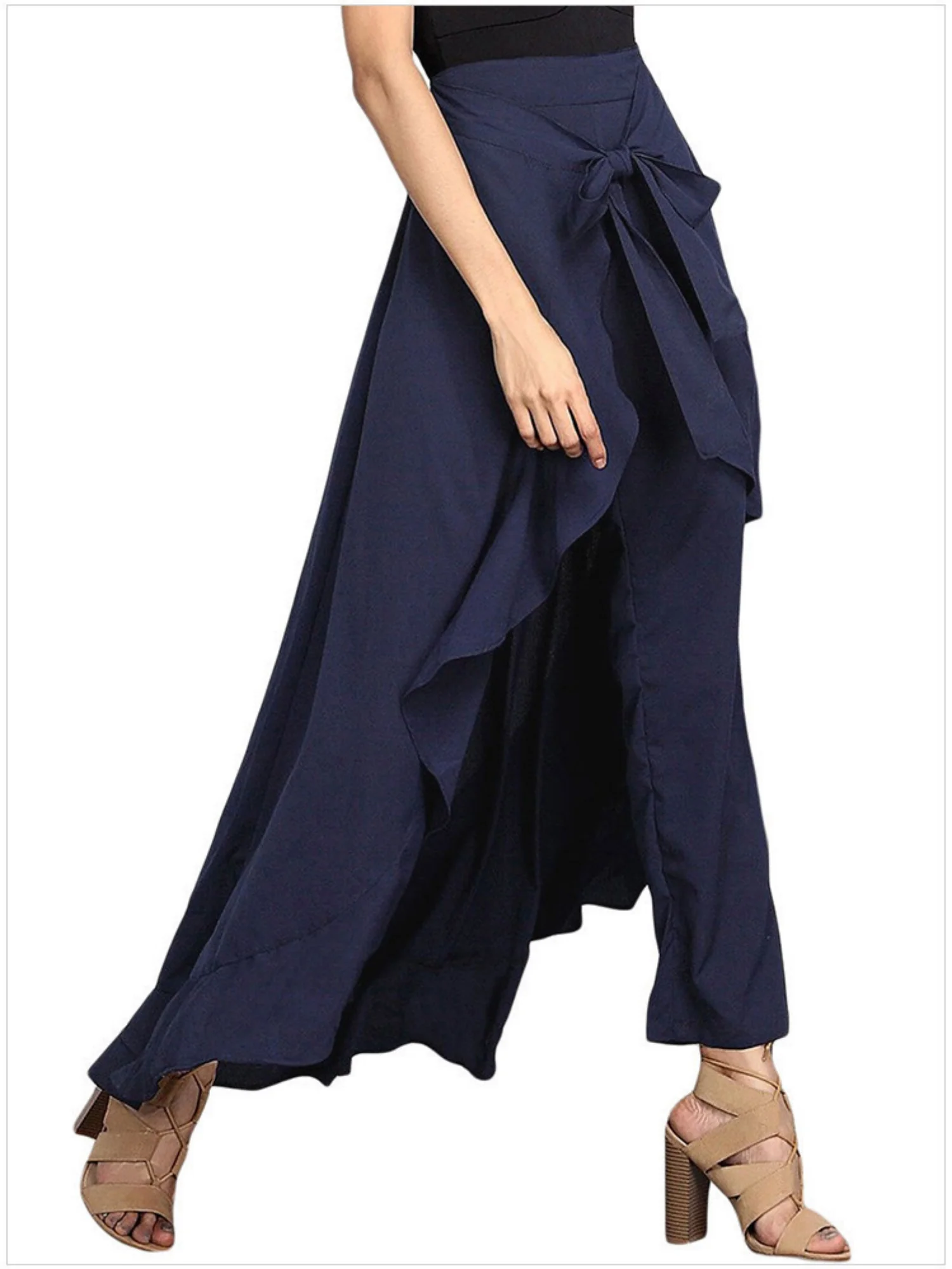 Chiffon Pleated High-waisted Ruffle Straps Yoga Pants - Image 5