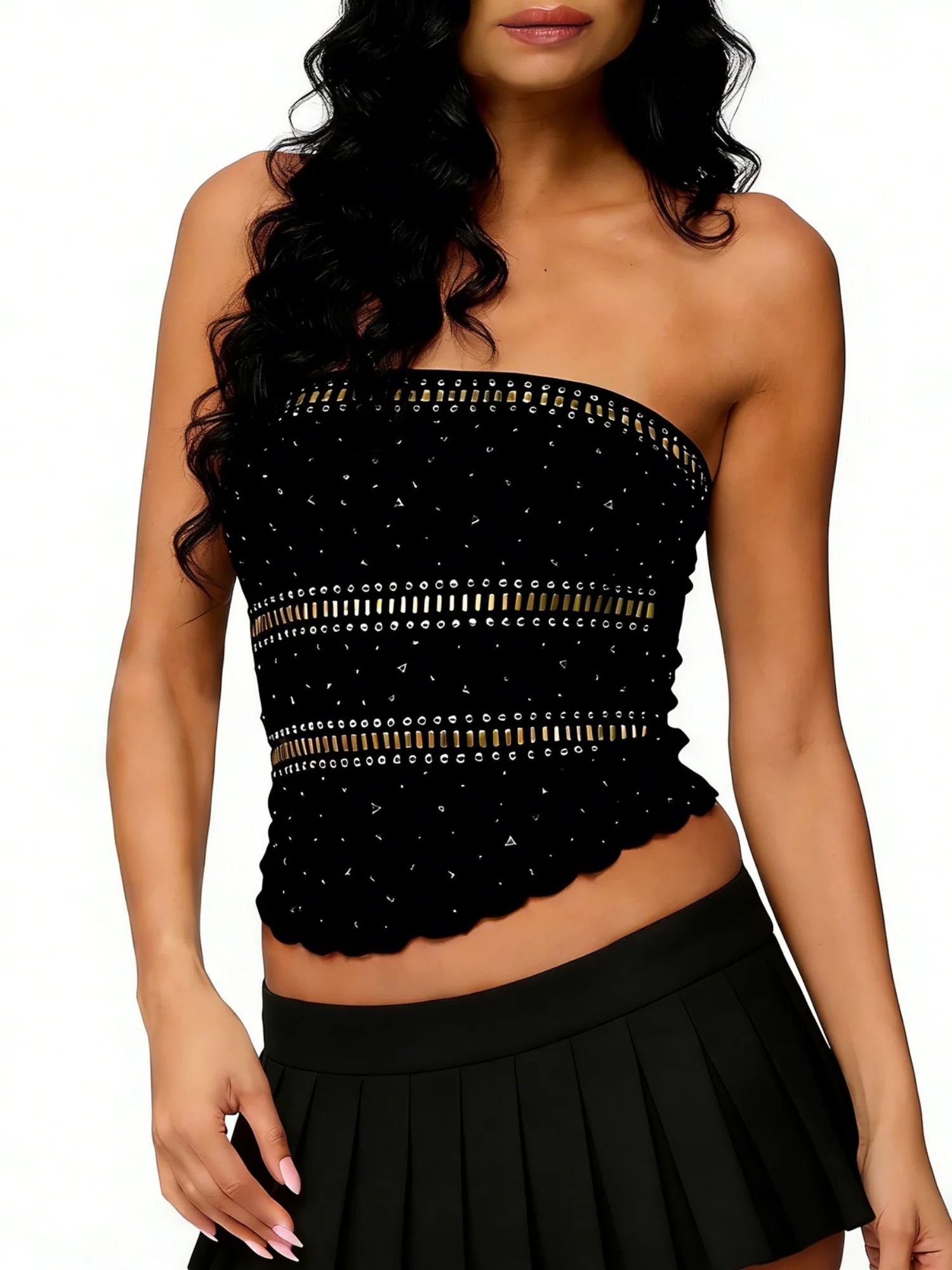 Rhinestone-studded Beading Strapless - Image 2