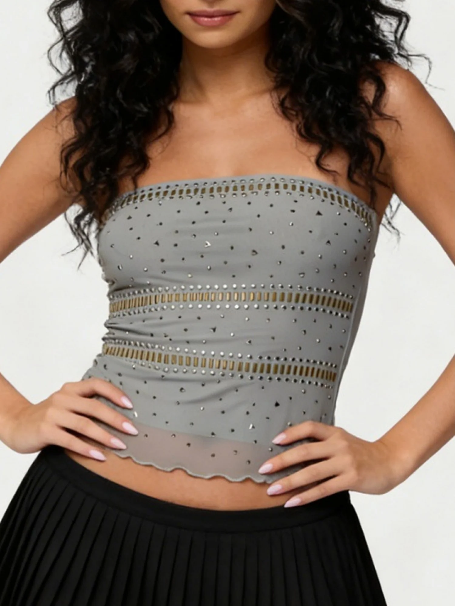 Rhinestone-studded Beading Strapless - Image 3