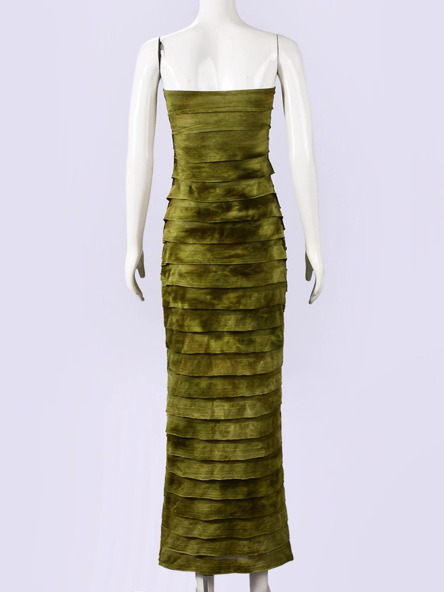 Tie-dye Splicing Strapless Backless Maxi Dresses - Image 7