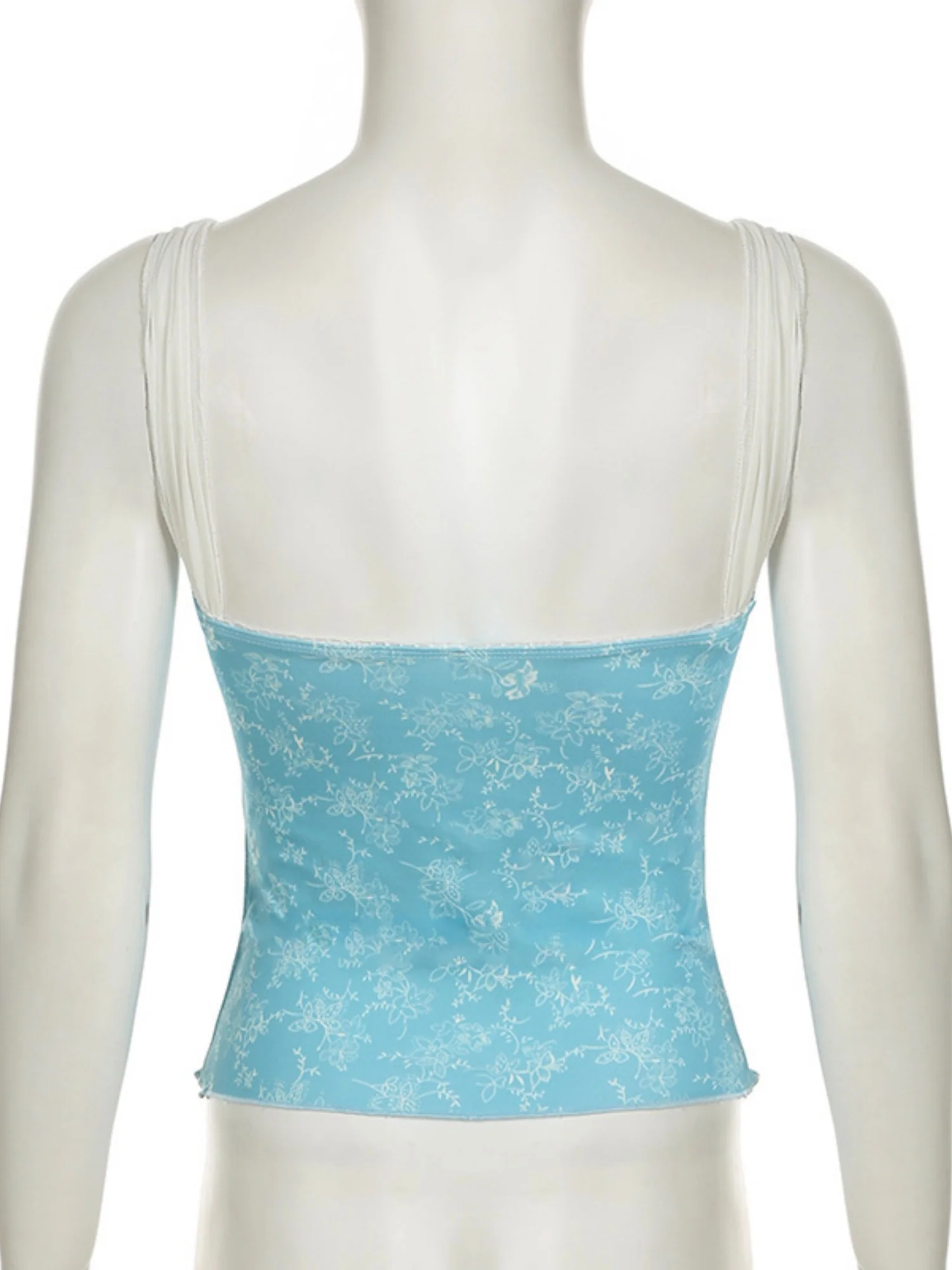 Lace Trim Bow Print Slimming And Waist-cinching Backless Tank Top - Image 5