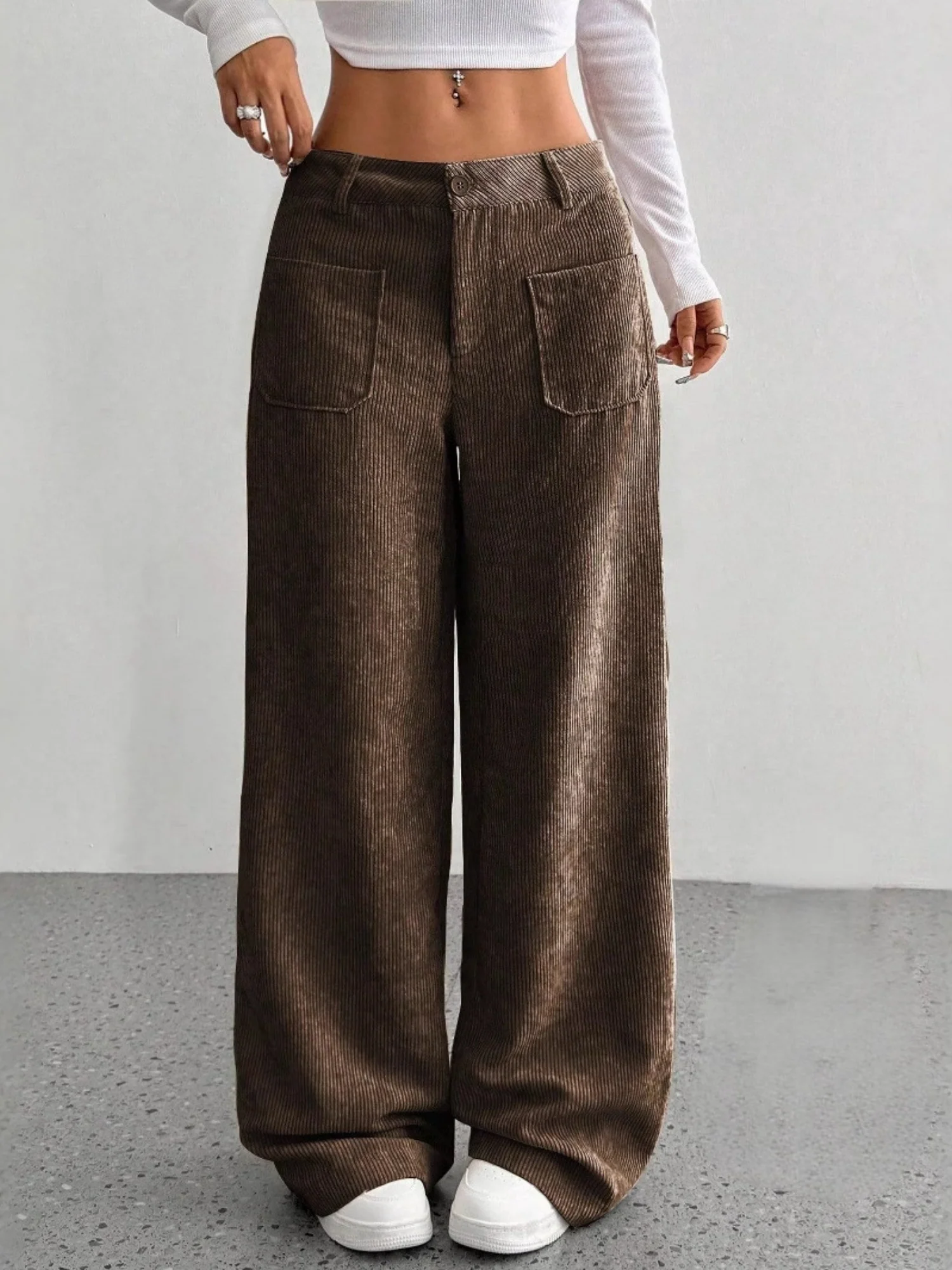 Pocket Loose Wide-leg Pants - Image 10