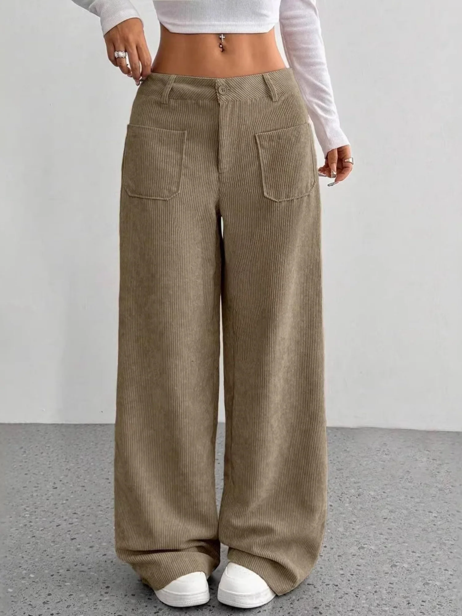 Pocket Loose Wide-leg Pants - Image 11