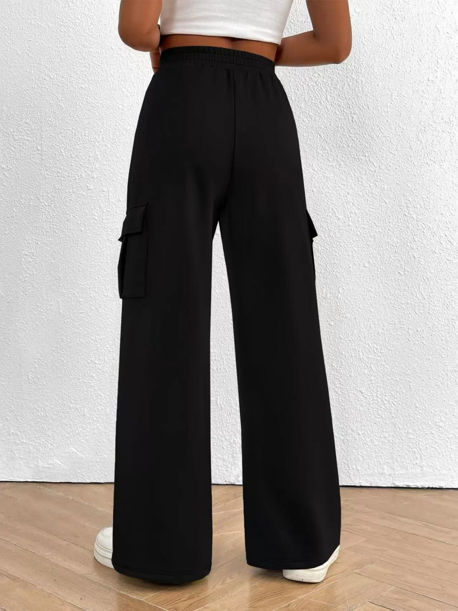 Elastic Waistband Lace Up Pocket Cargo Trousers - Image 2