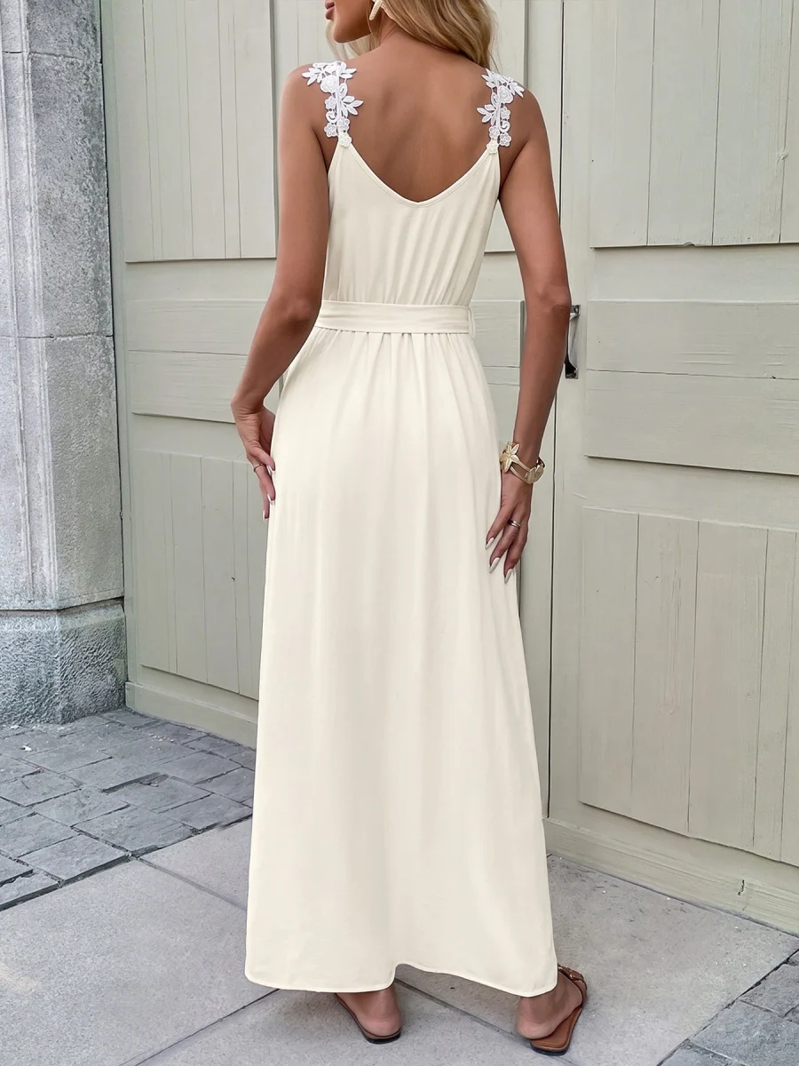 Embroidered Lace Patchwork Slit Bandage Maxi Dresses - Image 4